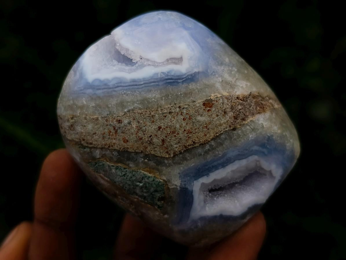 Polished and Natural Blue Lace Agate Standing Display Pieces x 6 From Nsanje, Malawi - Toprock Gemstones and Minerals 