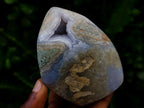 Polished and Natural Blue Lace Agate Standing Display Pieces x 6 From Nsanje, Malawi - Toprock Gemstones and Minerals 