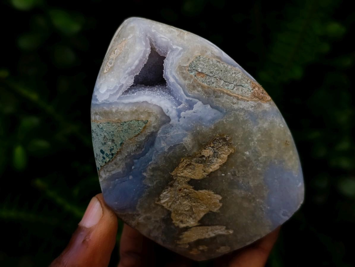 Polished and Natural Blue Lace Agate Standing Display Pieces x 6 From Nsanje, Malawi - Toprock Gemstones and Minerals 