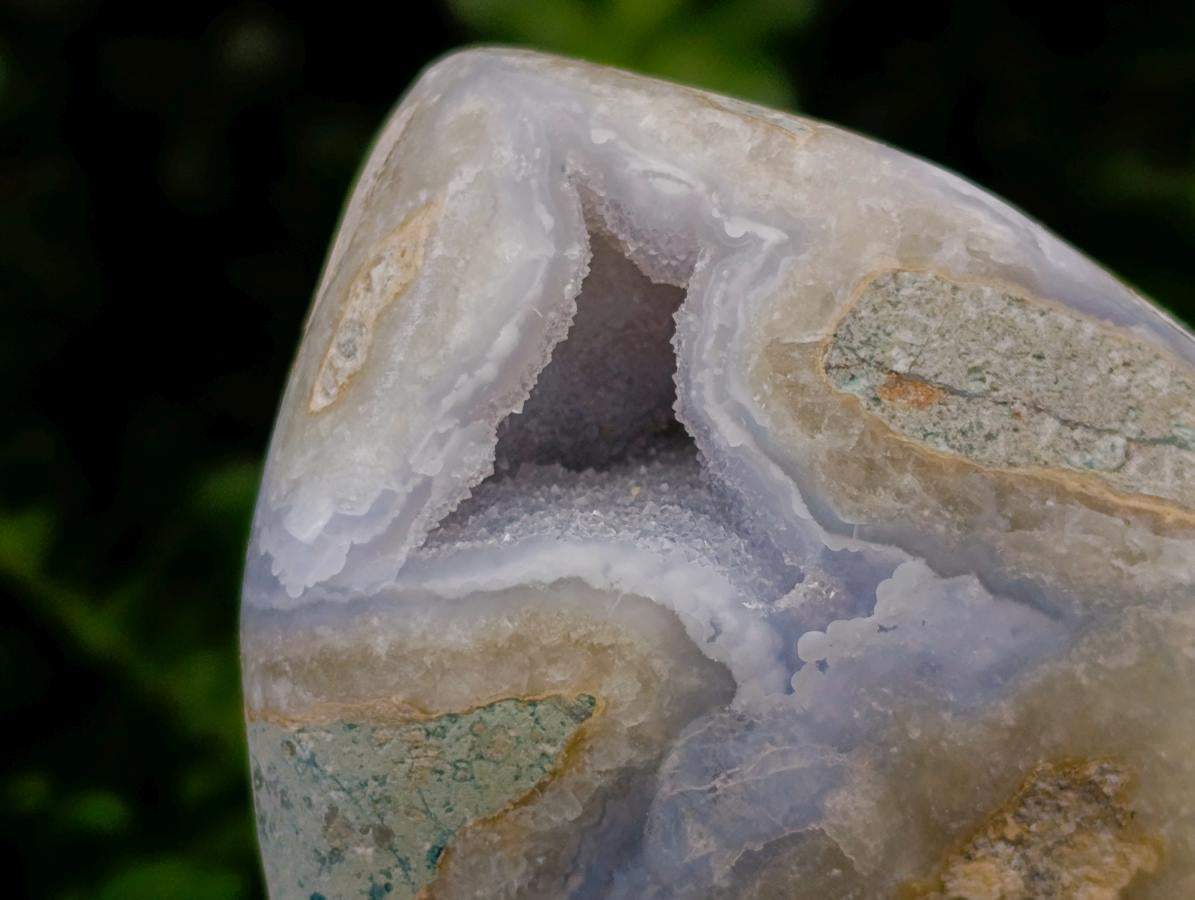 Polished and Natural Blue Lace Agate Standing Display Pieces x 6 From Nsanje, Malawi - Toprock Gemstones and Minerals 