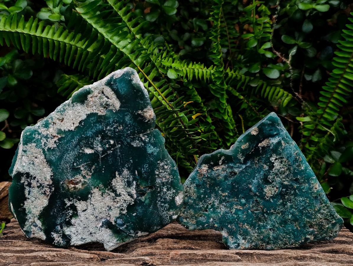 Polished One Side Mtorolite Chrysoprase Slices x 2 From Mutorashanga, Zimbabwe - Toprock Gemstones and Minerals 