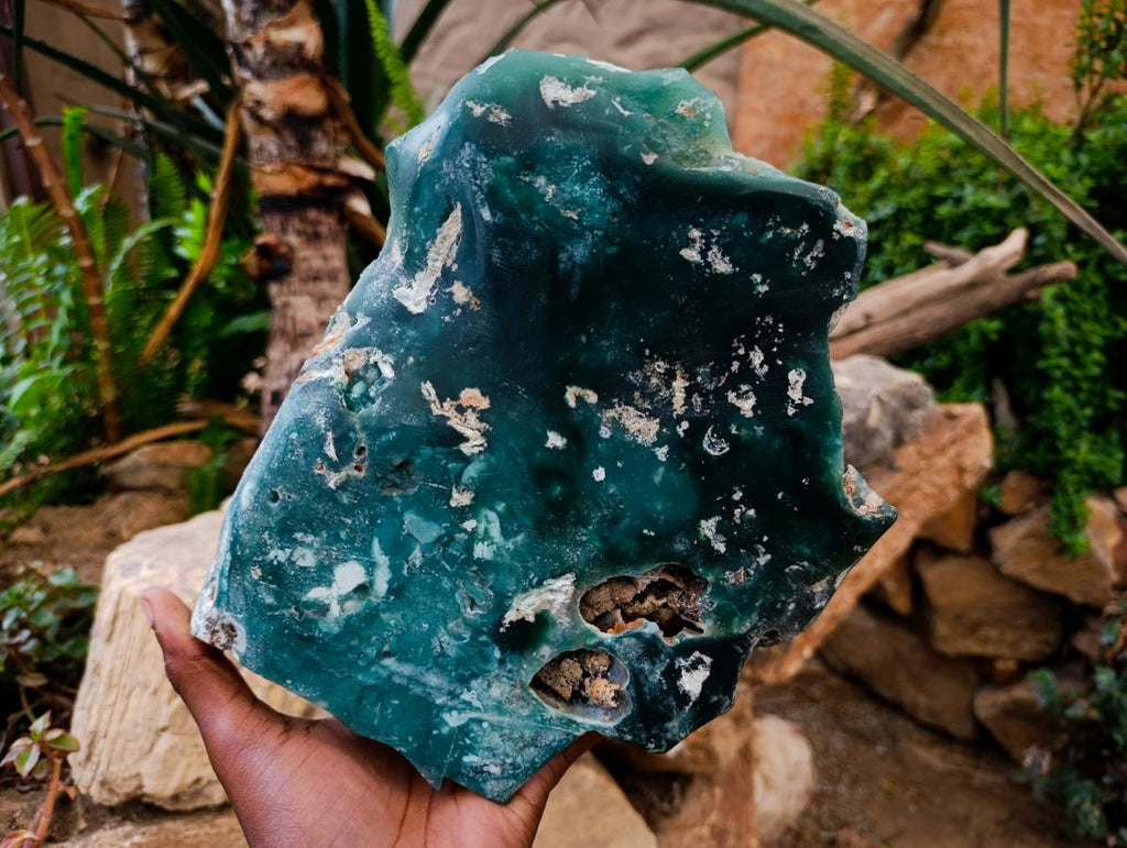 Polished XL One Side Mtorolite Chrysoprase Slice x 1 From Mutorashanga, Zimbabwe - Toprock Gemstones and Minerals 