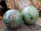 Polished Green Chrysoprase Spheres x 3 From Ambatondrazaka, Madagascar - Toprock Gemstones and Minerals 