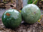 Polished Green Chrysoprase Spheres x 3 From Ambatondrazaka, Madagascar - Toprock Gemstones and Minerals 