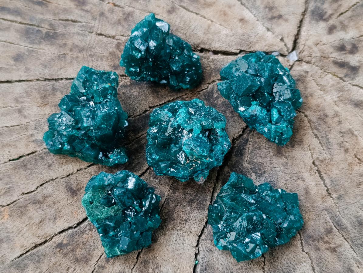 Natural Small Dioptase Specimens on Dolomite Matrix x 20 From Tantara Mine, Congo - Toprock Gemstones and Minerals 