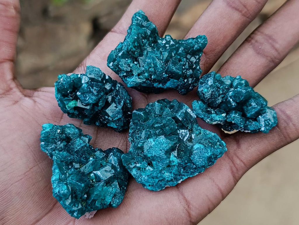 Natural Small Dioptase Specimens on Dolomite Matrix x 20 From Tantara Mine, Congo - Toprock Gemstones and Minerals 