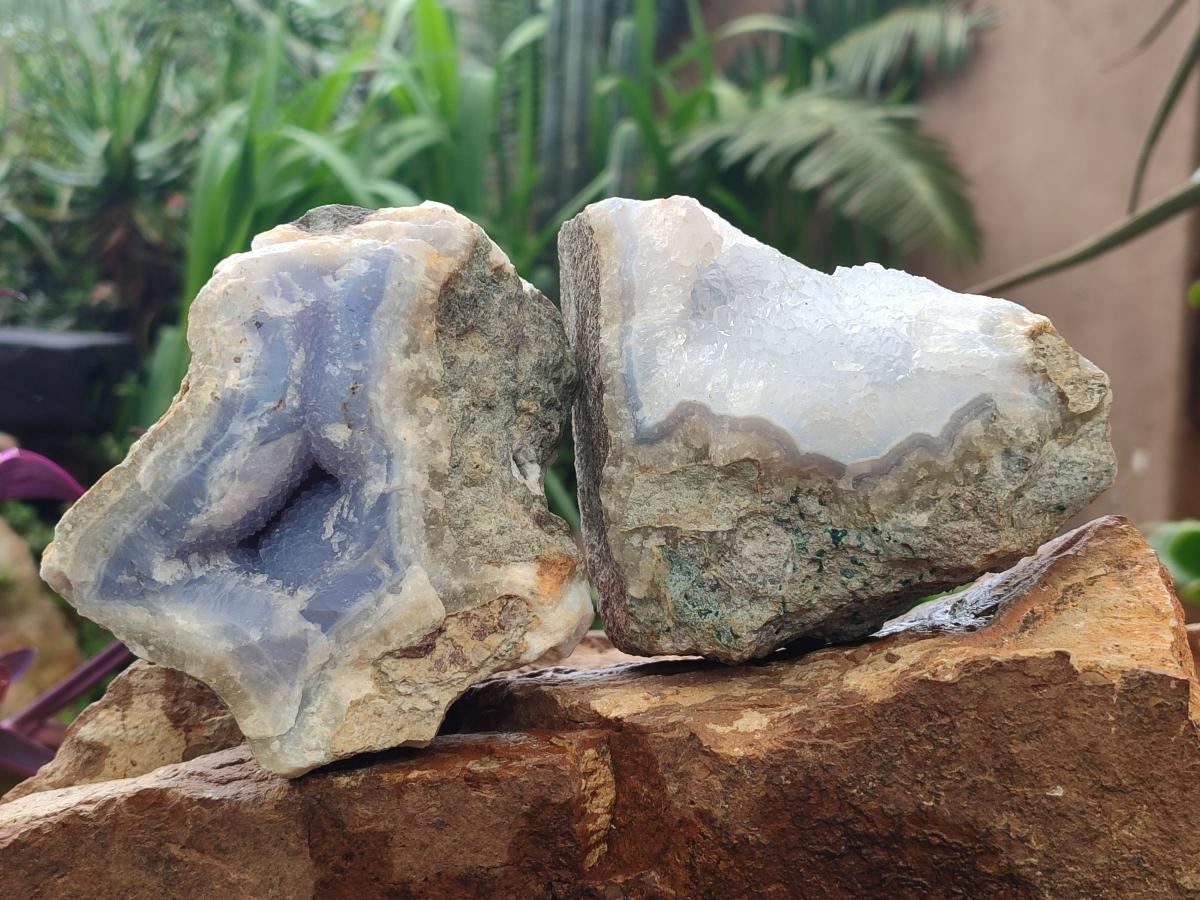 Natural Blue Lace Agate Geode Specimens x 5 From Nsanje, Malawi - Toprock Gemstones and Minerals 