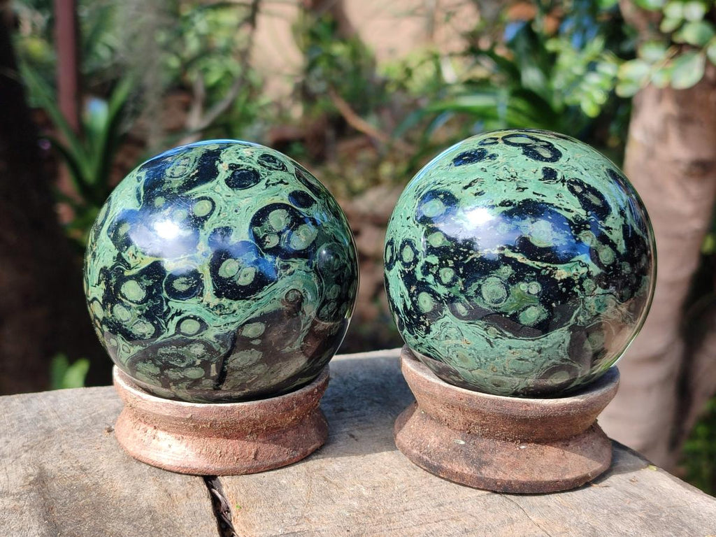 Polished Stromatolite Spheres x 3 From Katsepy, Madagascar - Toprock Gemstones and Minerals 
