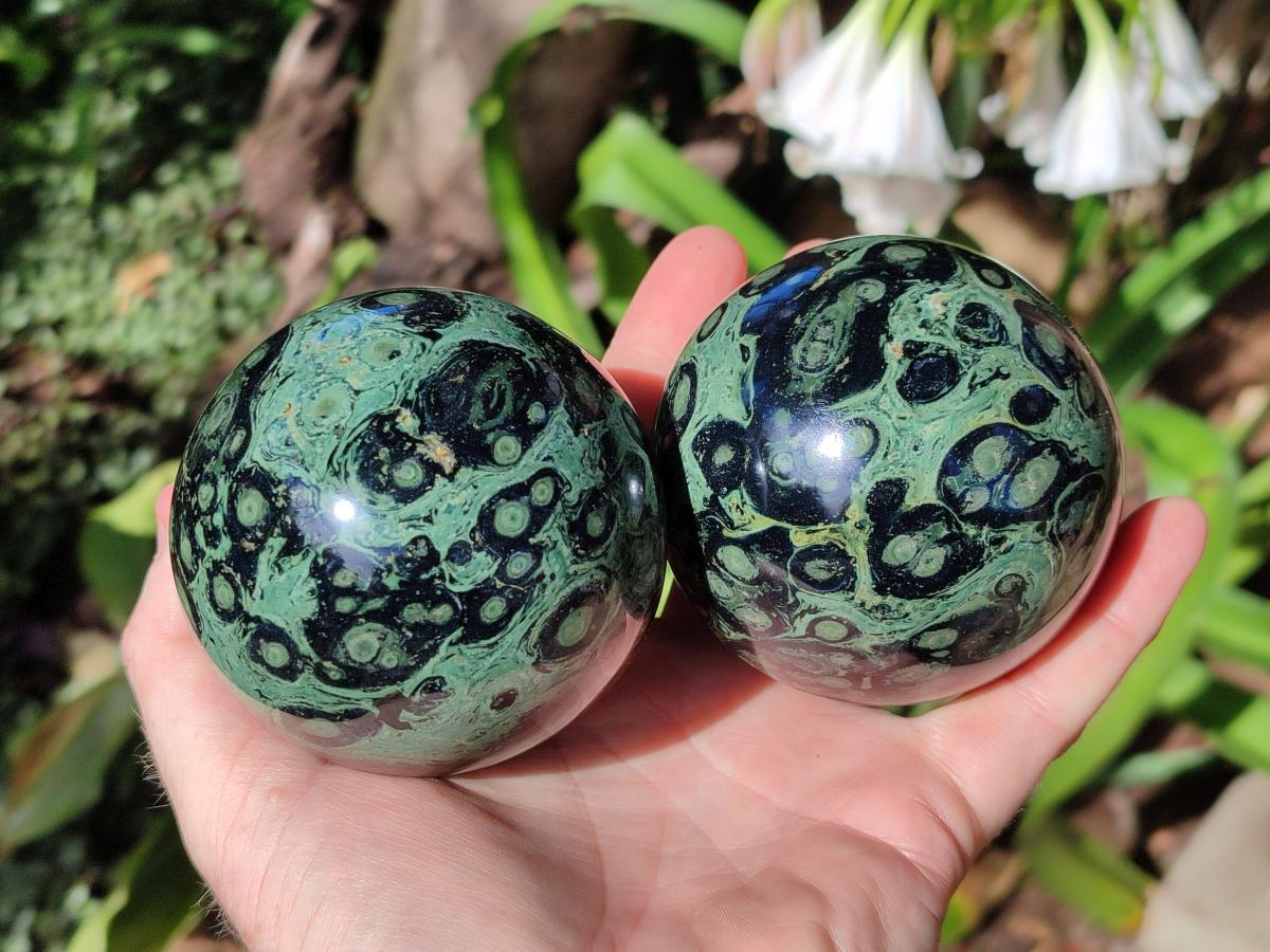 Polished Stromatolite Spheres x 3 From Katsepy, Madagascar - Toprock Gemstones and Minerals 