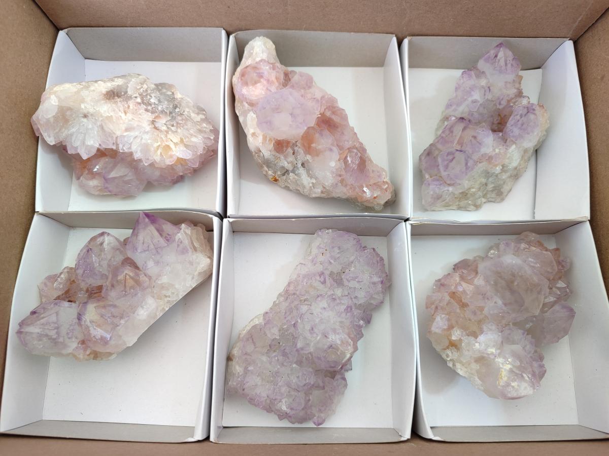 Natural Sunburst Amethyst Spirit Clusters x 6 From Boekenhouthoek, South Africa - Toprock Gemstones and Minerals 