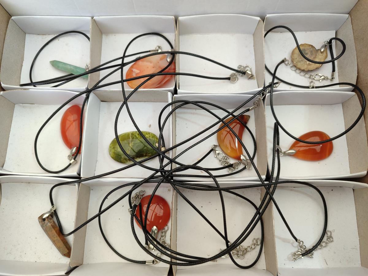 Hand Made Mix of Multi Mineral Necklaces x 9 From Madagascar - Toprock Gemstones and Minerals 