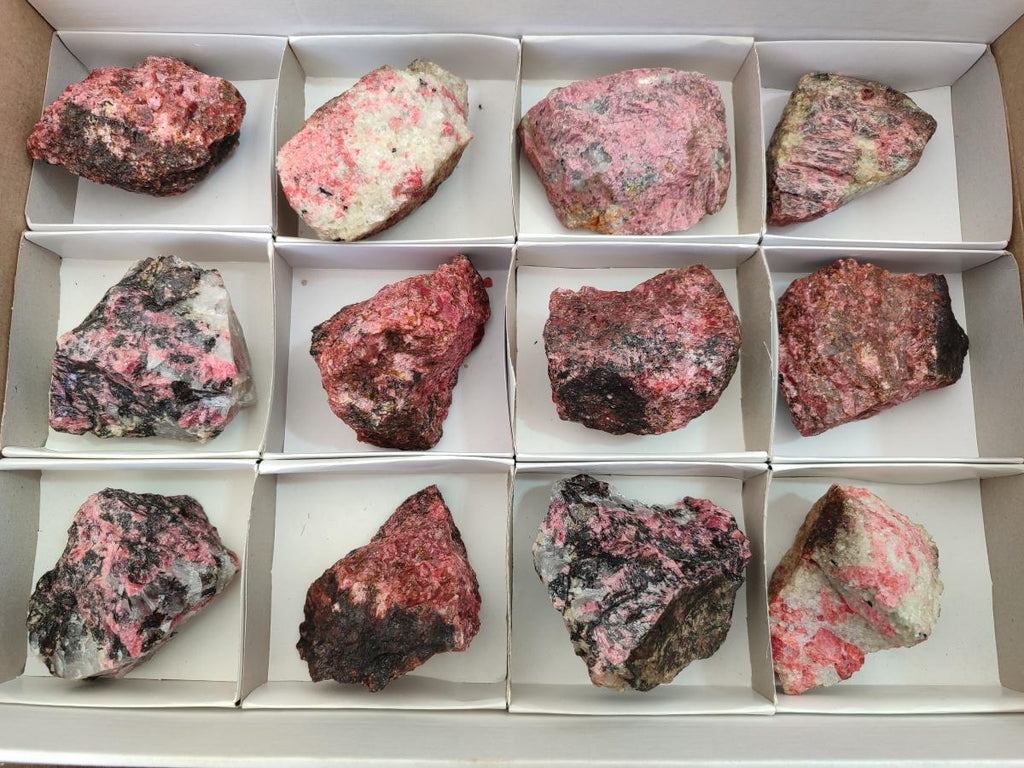 Natural Cobbed Rhodonite Specimens x 12 From Rhusinga, Zimbabwe - Toprock Gemstones and Minerals 