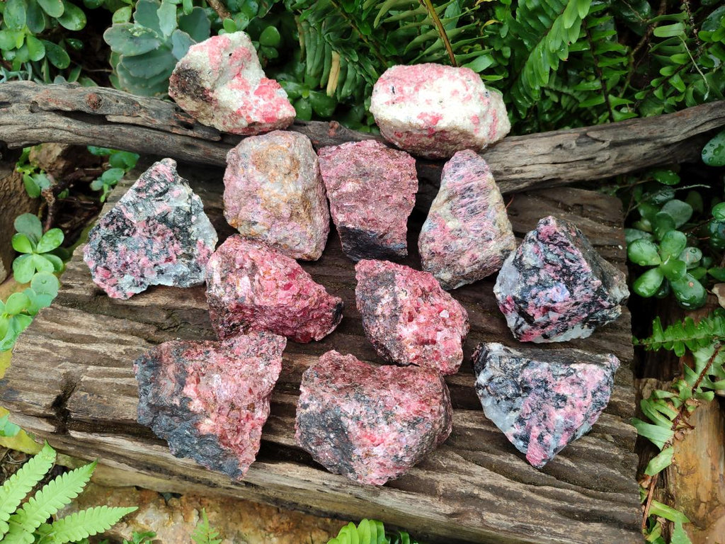 Natural Cobbed Rhodonite Specimens x 12 From Rhusinga, Zimbabwe - Toprock Gemstones and Minerals 