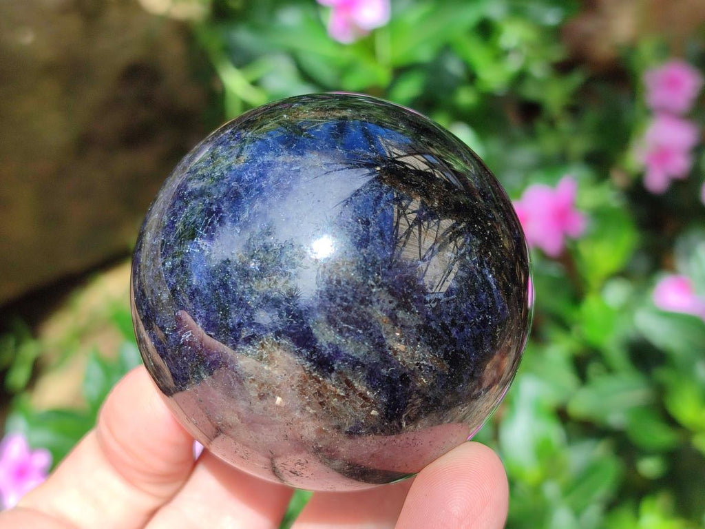 Polished Blue Iolite "Water Sapphire" Spheres x 2 From Madagascar - Toprock Gemstones and Minerals 