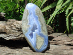 Polished and Natural Large Blue Lace Agate Oval Free Form with Dog Tooth Calcite x 1 From Nsanje, Malawi - Toprock Gemstones and Minerals 