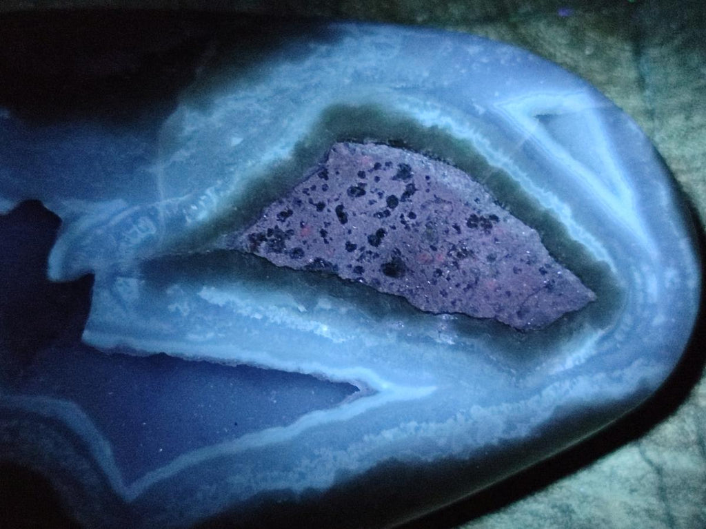 Polished and Natural Large Blue Lace Agate Oval Free Form with Dog Tooth Calcite x 1 From Nsanje, Malawi - Toprock Gemstones and Minerals 