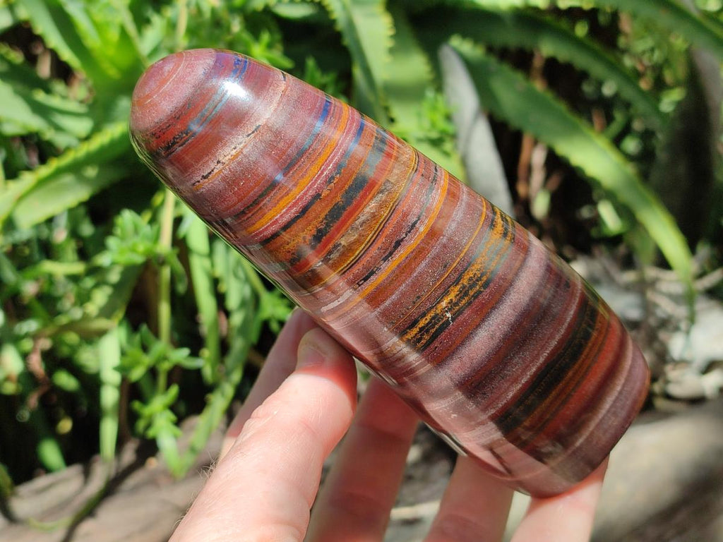 Polished Banded Tiger Iron Standing Display Pieces x 2 From South Africa - Toprock Gemstones and Minerals 
