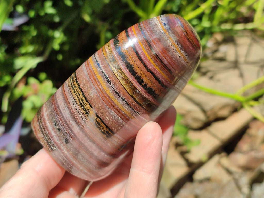 Polished Banded Tiger Iron Standing Display Pieces x 2 From South Africa - Toprock Gemstones and Minerals 