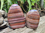 Polished Banded Tiger Iron Standing Display Pieces x 2 From South Africa - Toprock Gemstones and Minerals 