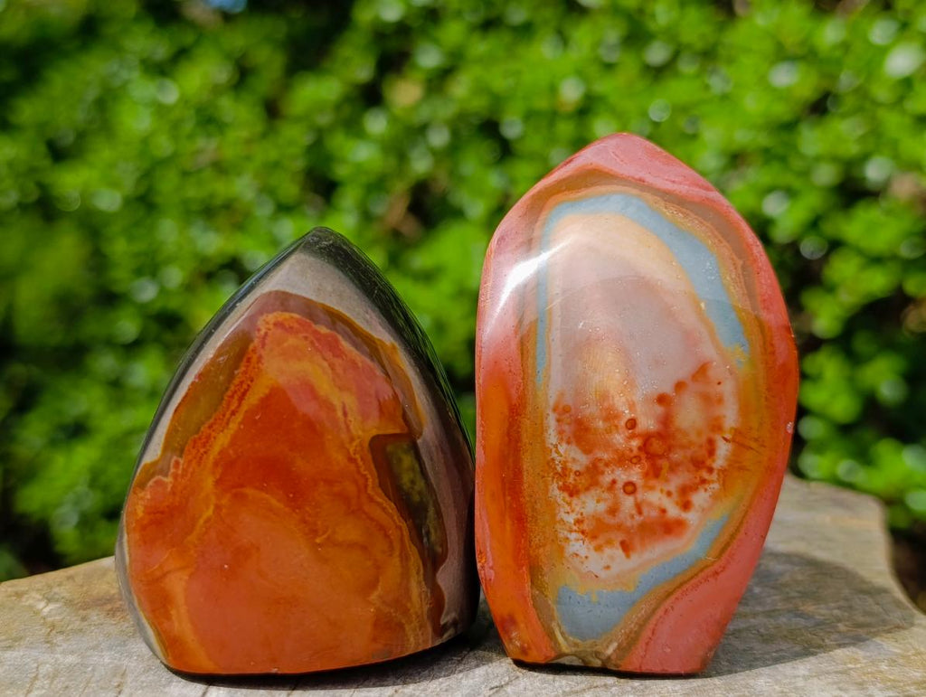 Polished Polychrome Jasper Flames x 6 From Androka, Madagascar - Toprock Gemstones and Minerals 