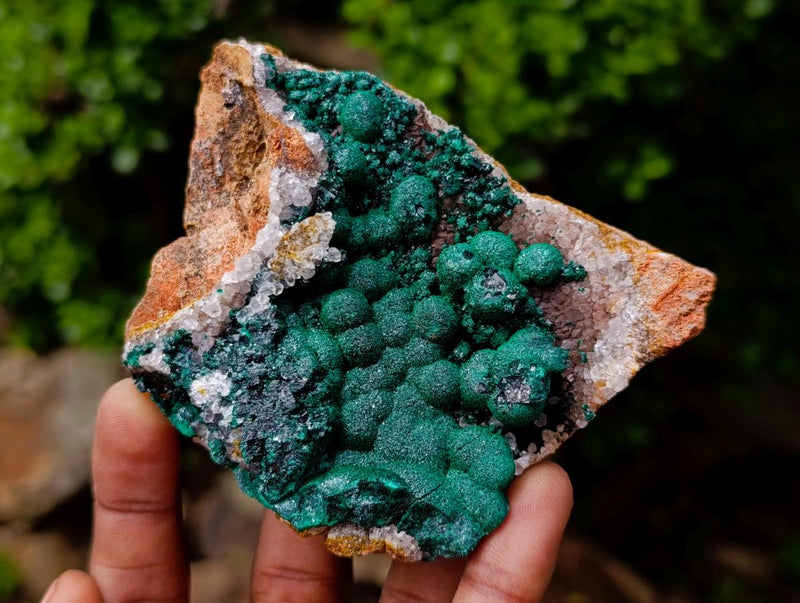 Natural Ball Malachite Specimens Coated with Drusy Quartz on Dolomite x 7 From Mindingi Mine, Kambove, Congo - Toprock Gemstones and Minerals 