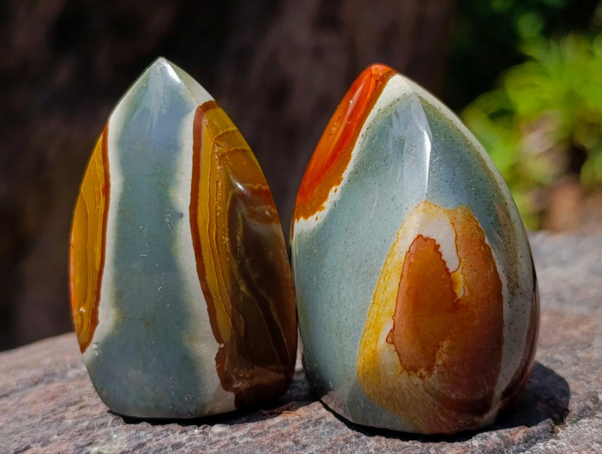 Polished Polychrome Jasper Flames x 12 From Androka, Madagascar - Toprock Gemstones and Minerals 