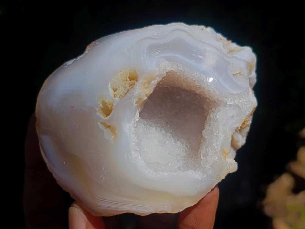 Polished and Natural Banded Agate with Crystalline Standing Geodes x 6 From Maintirano, Madagascar - Toprock Gemstones and Minerals 