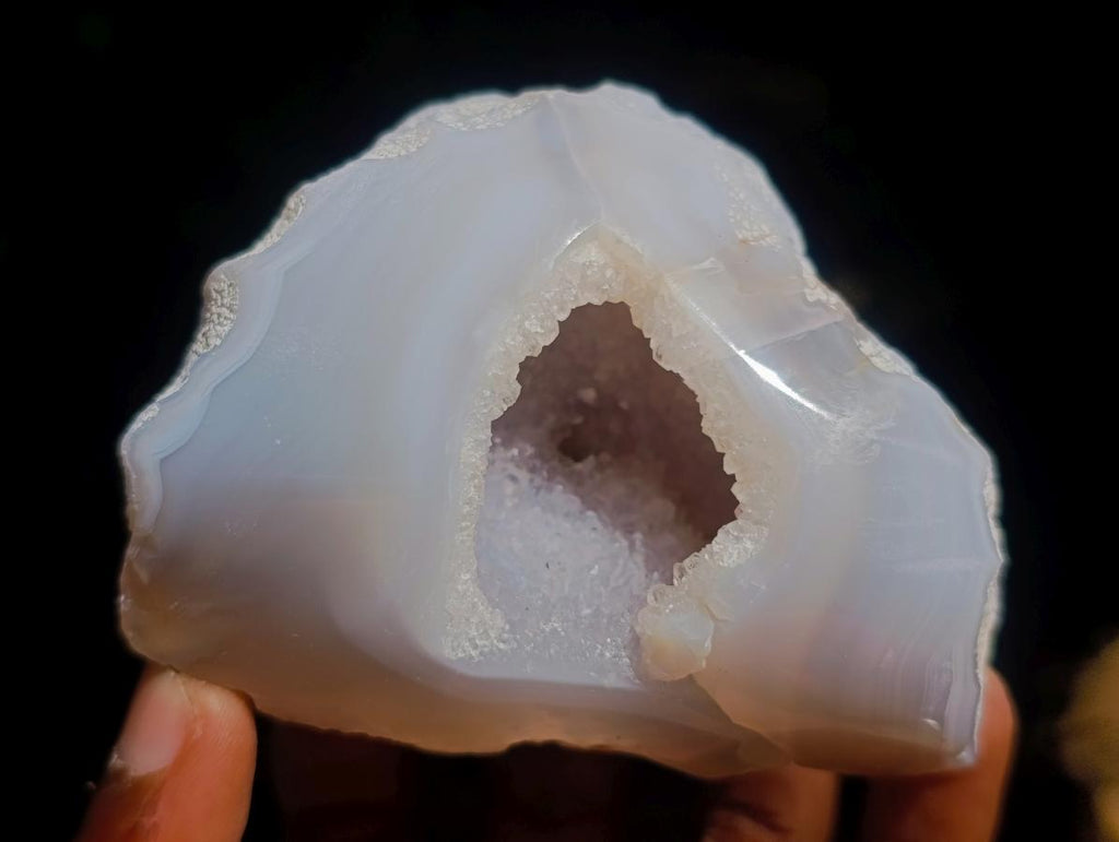 Polished and Natural Banded Agate with Crystalline Standing Geodes x 6 From Maintirano, Madagascar - Toprock Gemstones and Minerals 