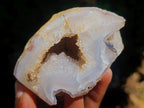 Polished and Natural Banded Agate with Crystalline Standing Geodes x 6 From Maintirano, Madagascar - Toprock Gemstones and Minerals 