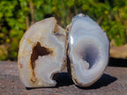 Polished and Natural Banded Agate with Crystalline Standing Geodes x 6 From Maintirano, Madagascar - Toprock Gemstones and Minerals 