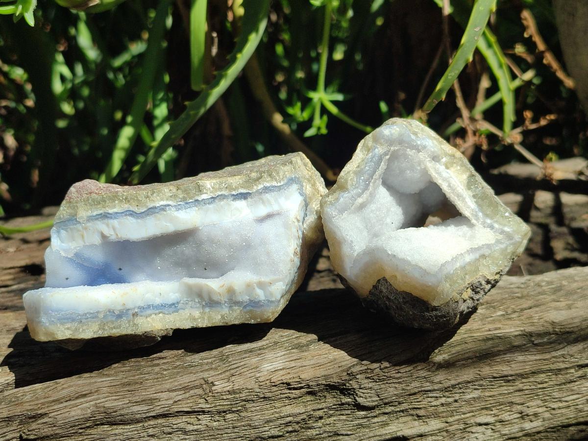 Natural Blue Lace Agate Geodes and Vug Specimens x 12 From Nsanje, Malawi - Toprock Gemstones and Minerals 