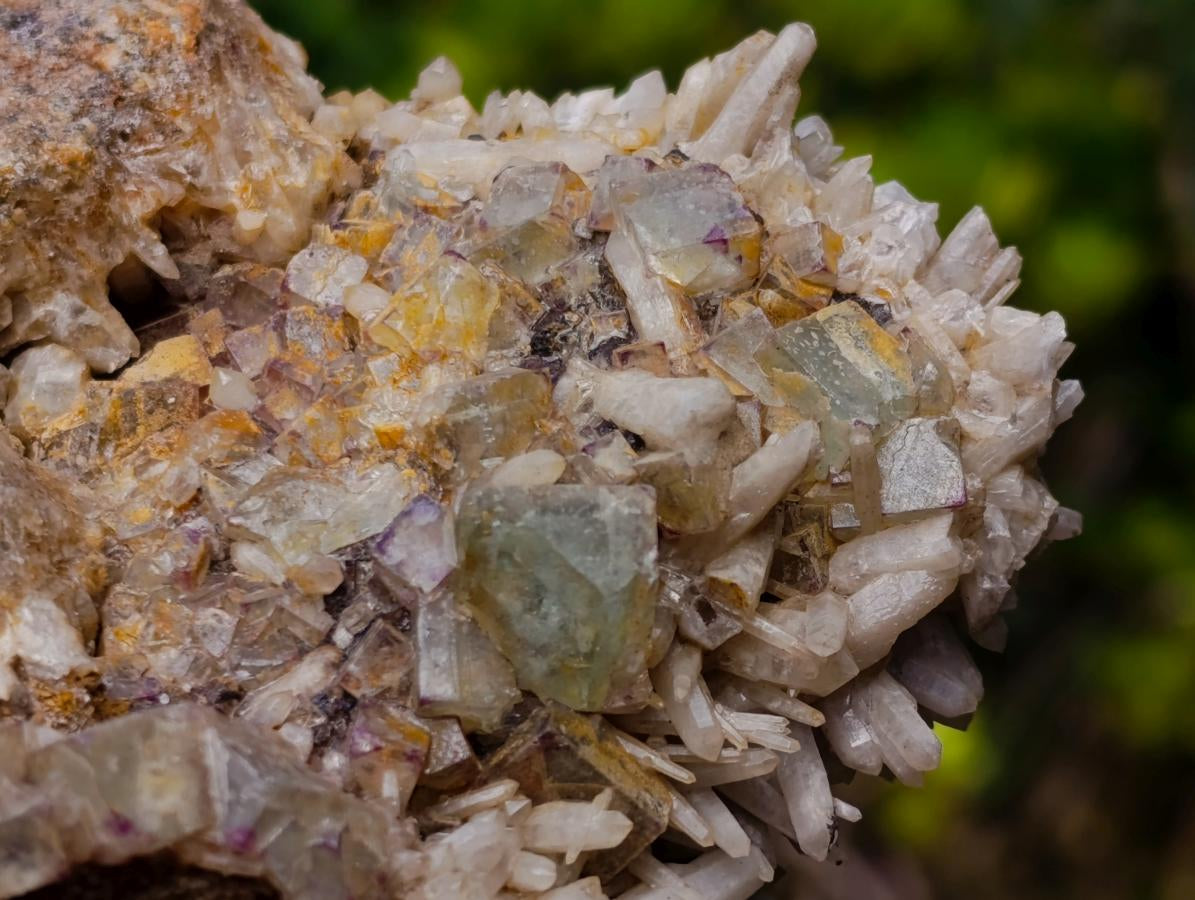 Natural Cubic Fluorite Specimens with Sprays of Acicular Quartz x 5 From Khorixas, Namibia