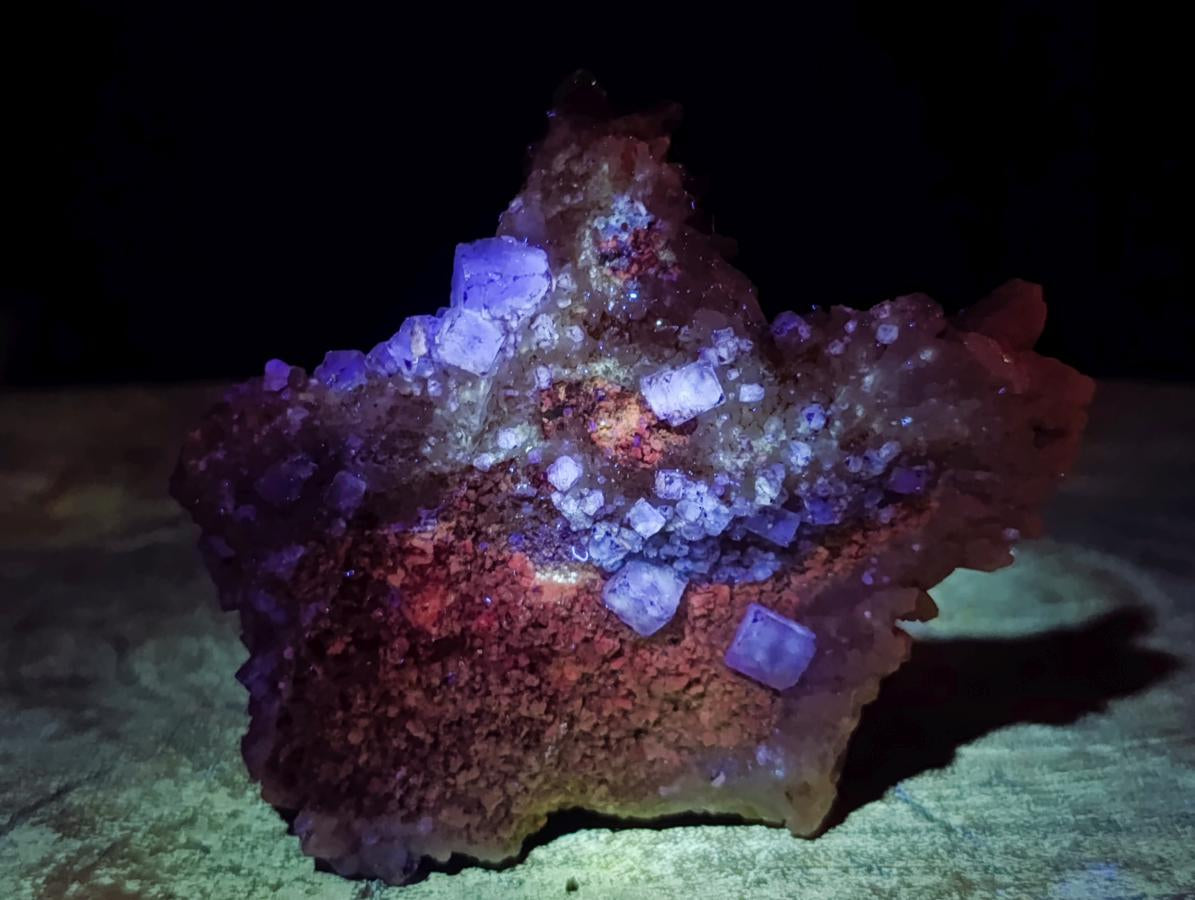 Natural Cubic Fluorite Specimens with Sprays of Acicular Quartz x 5 From Khorixas, Namibia