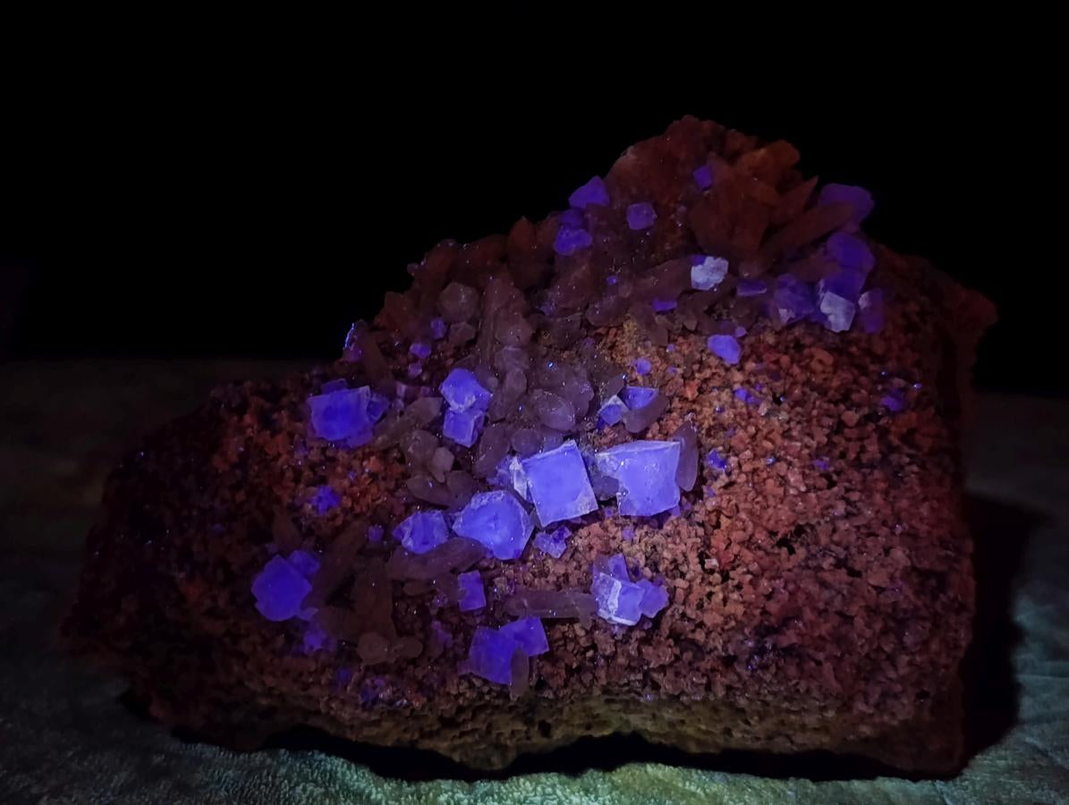Natural Cubic Fluorite Specimens with Sprays of Acicular Quartz x 5 From Khorixas, Namibia