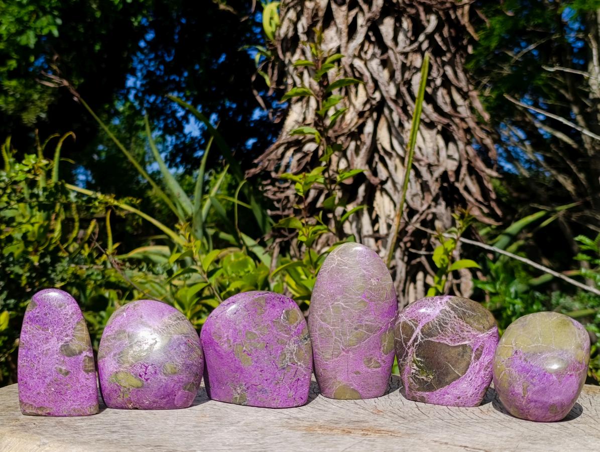 Polished Stichtite Standing Display Pieces x 12 From Barberton, South Africa