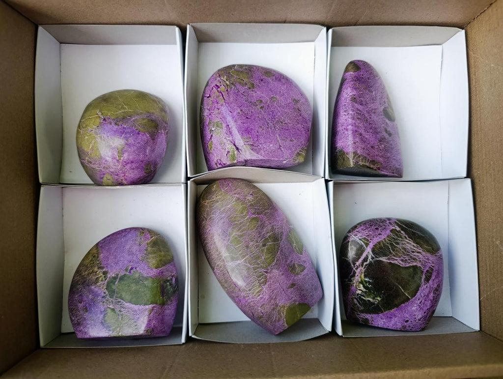 Polished Stichtite Standing Display Pieces x 12 From Barberton, South Africa