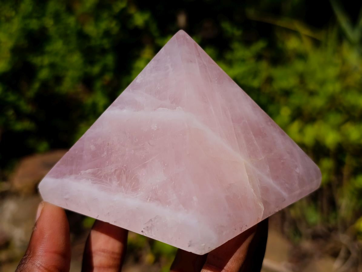 Polished Gemmy Rose Quartz Pyramid x 4 From Madagascar - Toprock Gemstones and Minerals 