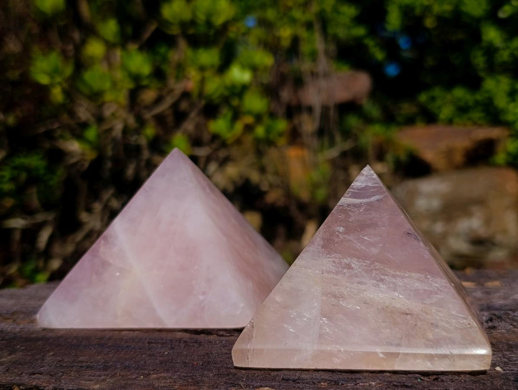 Polished Gemmy Rose Quartz Pyramid x 4 From Madagascar - Toprock Gemstones and Minerals 
