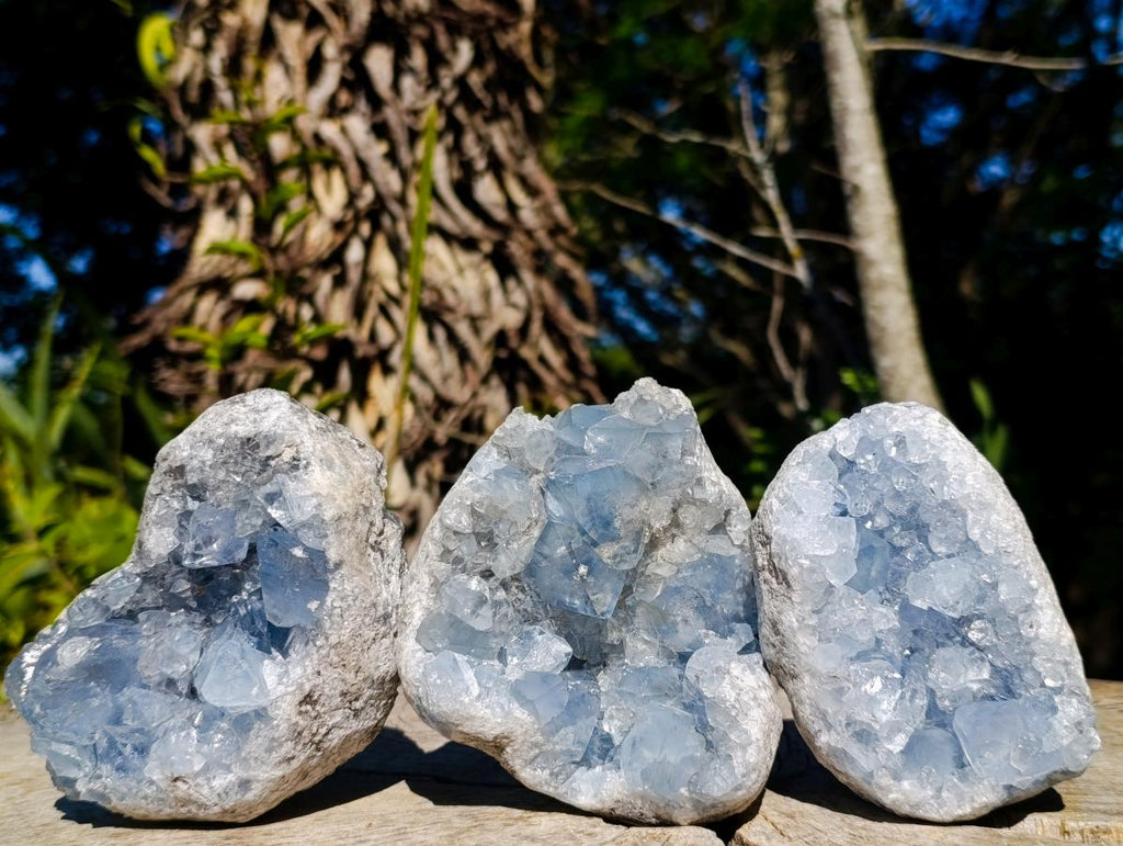 Natural Blue Celestite Specimens x 3 From Sakoany, Madagascar - Toprock Gemstones and Minerals 