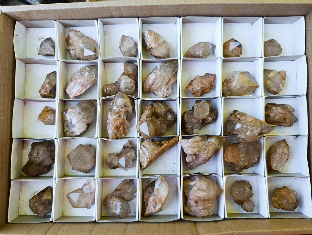 Natural Cascading White Phantom Smokey Luena and Smokey Citrine Quartz Crystals and Clusters x 35 From Luena, Congo - Toprock Gemstones and Minerals 