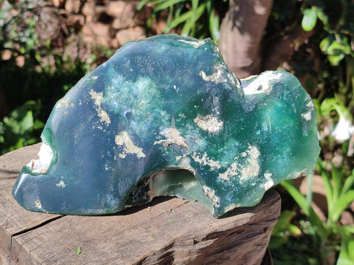 Polished One Side Mtorolite Chrysoprase Slices x 2 From Mutorashanga, Zimbabwe