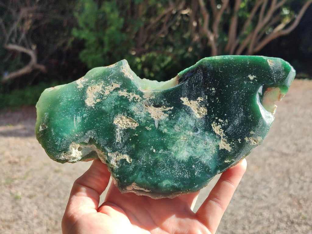 Polished One Side Mtorolite Chrysoprase Slices x 2 From Mutorashanga, Zimbabwe