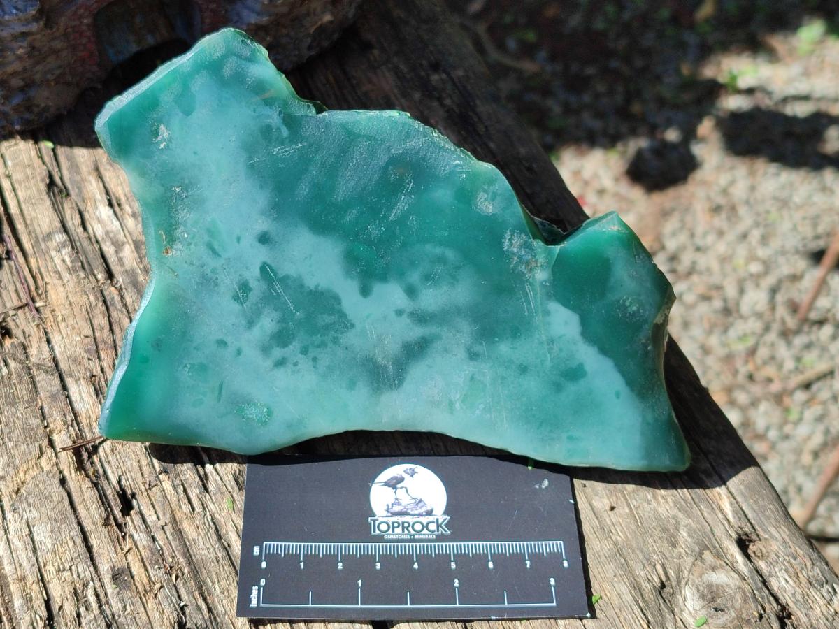 Polished One Side Mtorolite Chrysoprase Slices x 2 From Mutorashanga, Zimbabwe