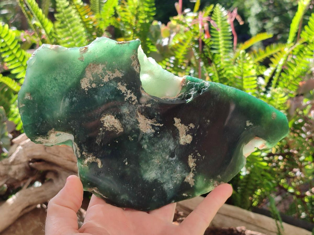 Polished One Side Mtorolite Chrysoprase Slices x 2 From Mutorashanga, Zimbabwe