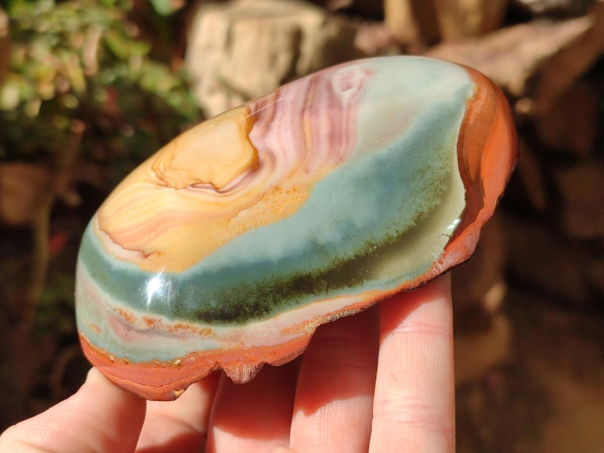 Polished One Side Polychrome Jasper Nodules x 4 From Androka, Madagascar