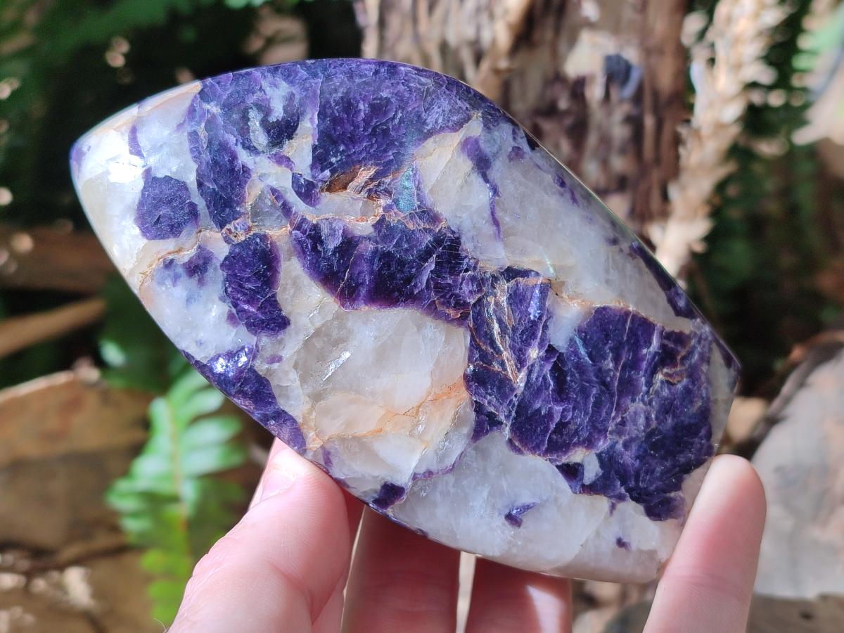 Polished Silver Leaf Lepidolite Standing Display Pieces x 3 From Zimbabwe