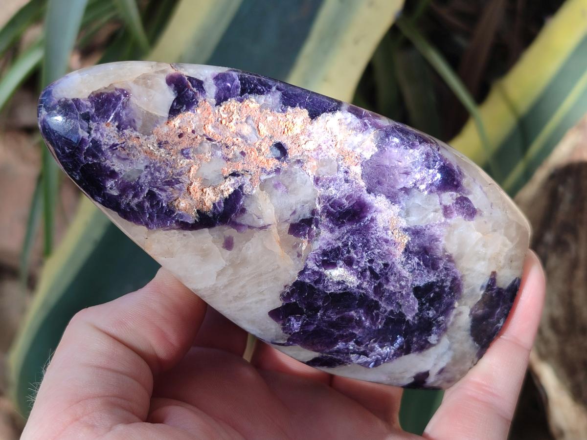 Polished Silver Leaf Lepidolite Standing Display Pieces x 3 From Zimbabwe
