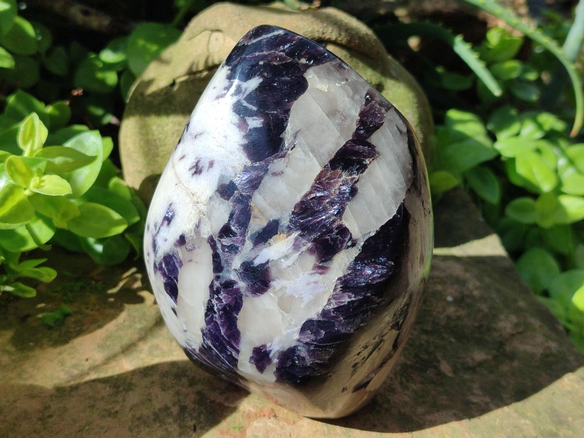 Polished Silver Leaf Lepidolite Standing Display Pieces x 3 From Zimbabwe