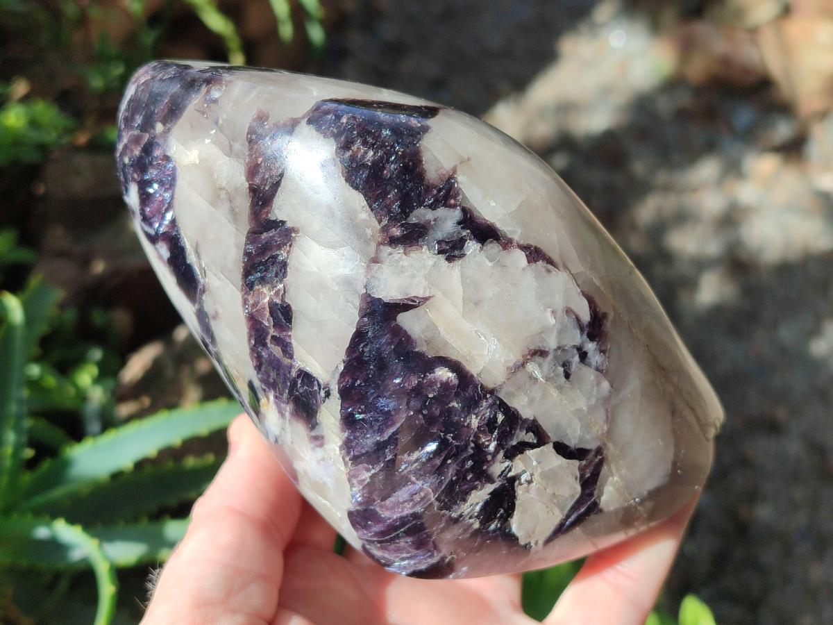 Polished Silver Leaf Lepidolite Standing Display Pieces x 3 From Zimbabwe
