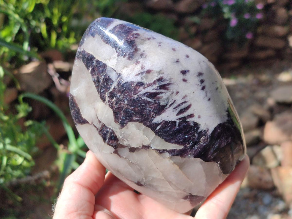 Polished Silver Leaf Lepidolite Standing Display Pieces x 3 From Zimbabwe